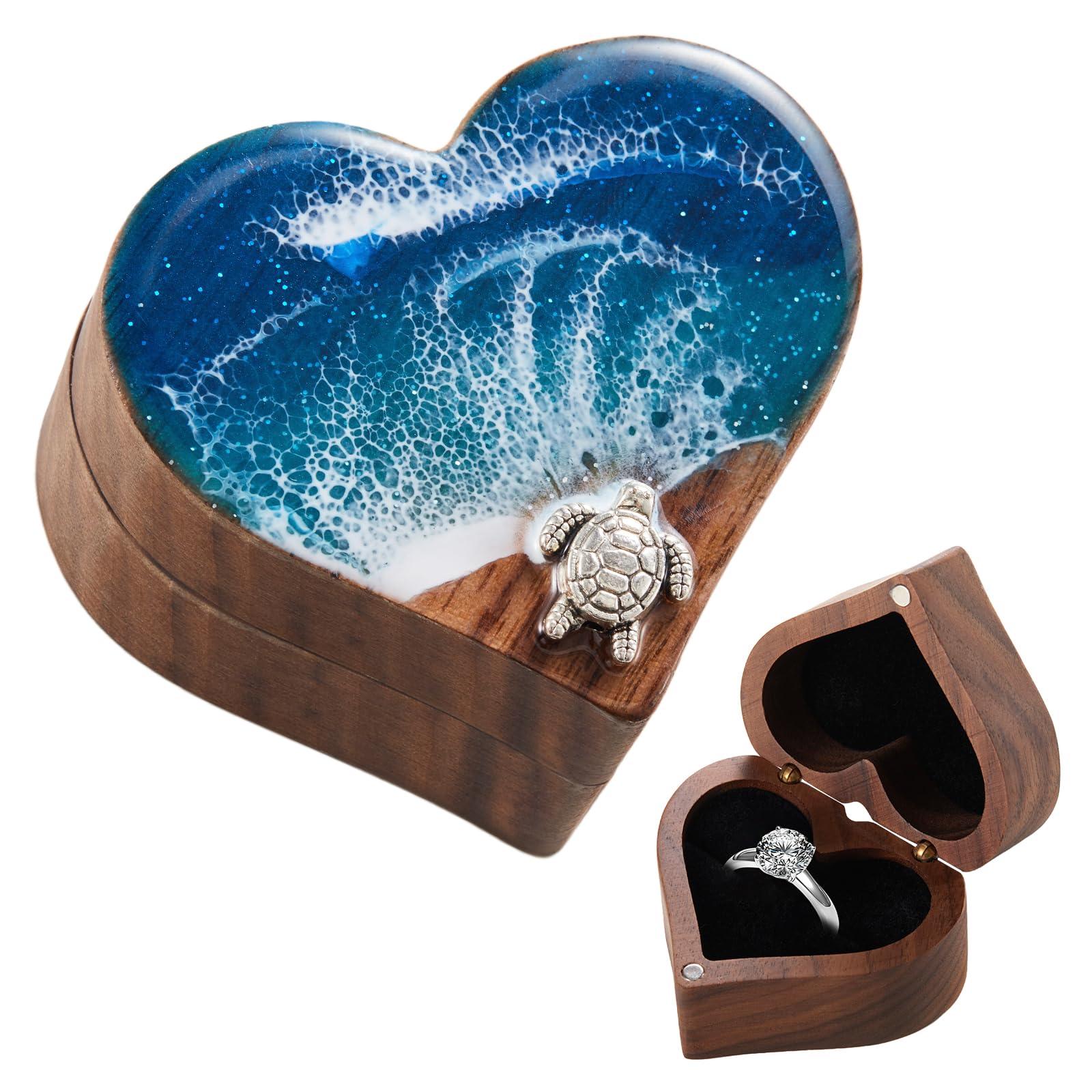 SAMAHSAMAH Ocean Resin Heart Ring Box