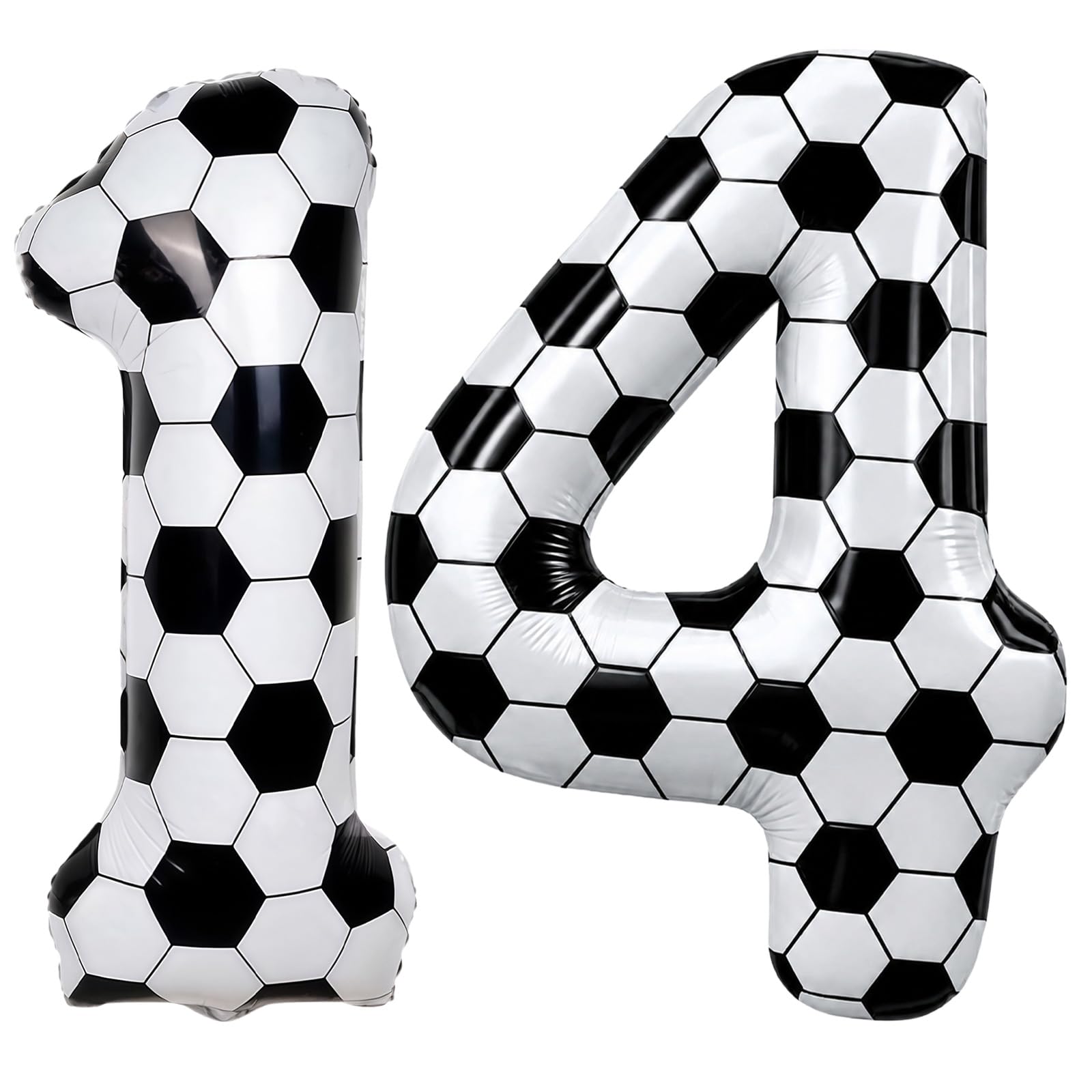 Football 14 Balloon Number, 40 Inch Football Number 14 Foil Balloon for Kid 14th Birthday Party Decor, Self Inflating White 14 Balloons for Boy Sport Theme Celebration Word Cup Anniversary Decorations