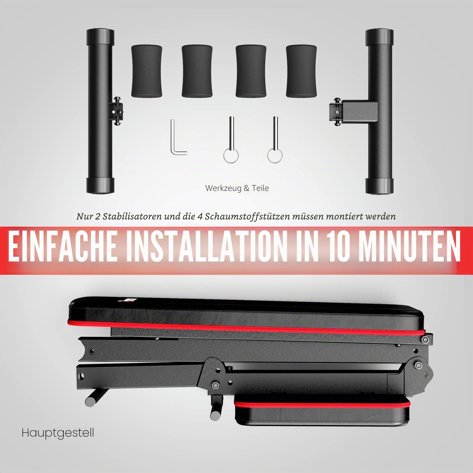PASYOU Hantelbank Klappbar Verstellbar, Multifunktions Trainingsbank Schrägbank für Ganzkörper-workout，10 in 1 Fitnessbank für zu Hause oder im Fitnessstudio, 230kg Gewichtskapazität PA300