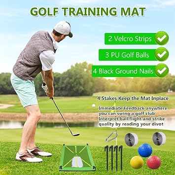 Golf Mat, Golf Practice Mat with Instant Feedback for Indoor/Outdoor, Golf Divot Swing Mat Training Aids Equipment for Beginners & Advanced Players