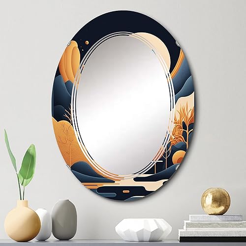 Miniatura 2 de Full White Moon Over The Mountains III - Espejo de tocador, espejos de baño, espejos de pared para sala de estar, dormitorio, espejo ovalado,