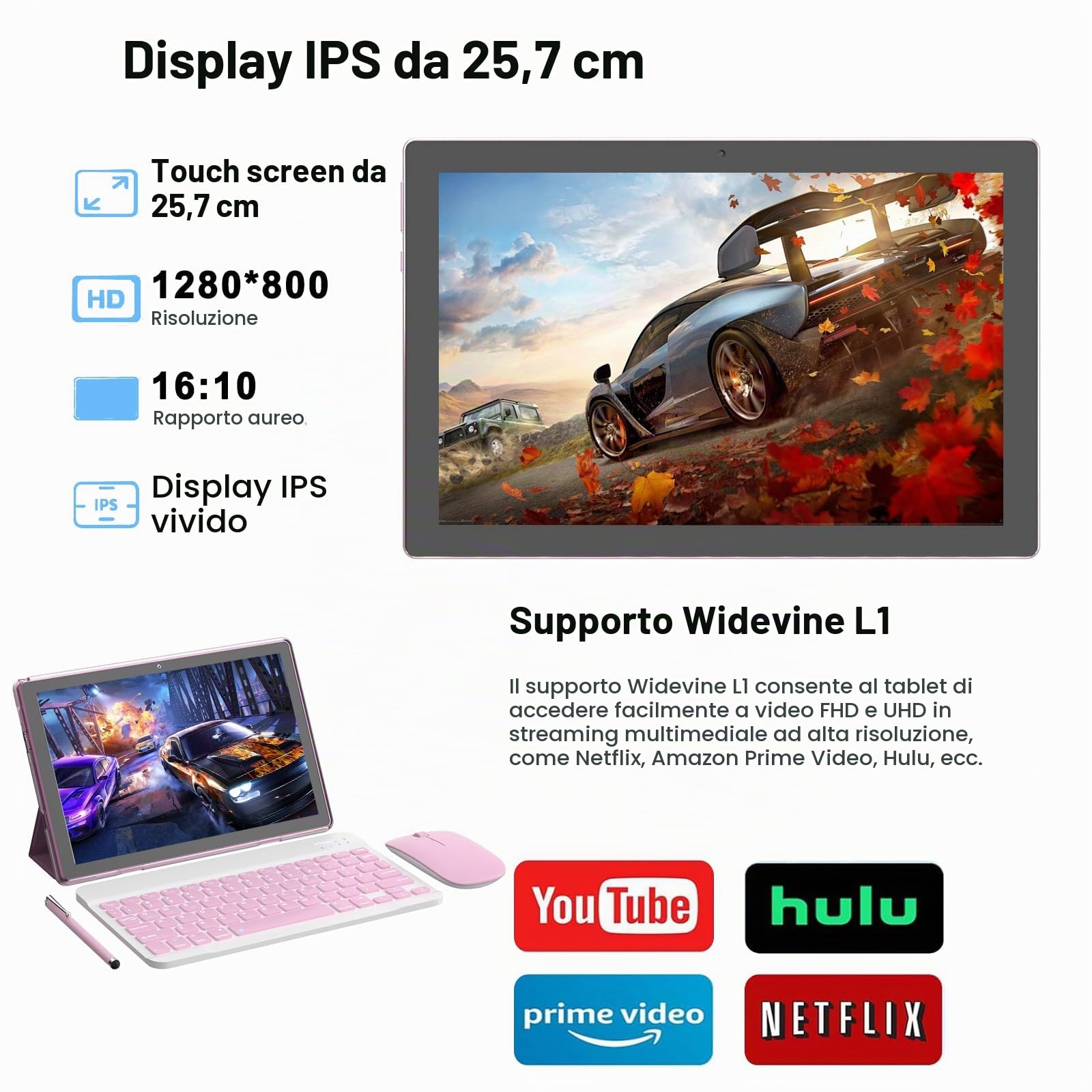 IWEGGO Tablet Android 15, 10 pollici 18 GB RAM+128 GB ROM/2 TB tablet espandibile, processore quad-core da 2,0 GHz, touch screen HD 1280 x 800, 5G WiFi6 BT 5.0, tablet 2 in 1 con custodia per tastiera