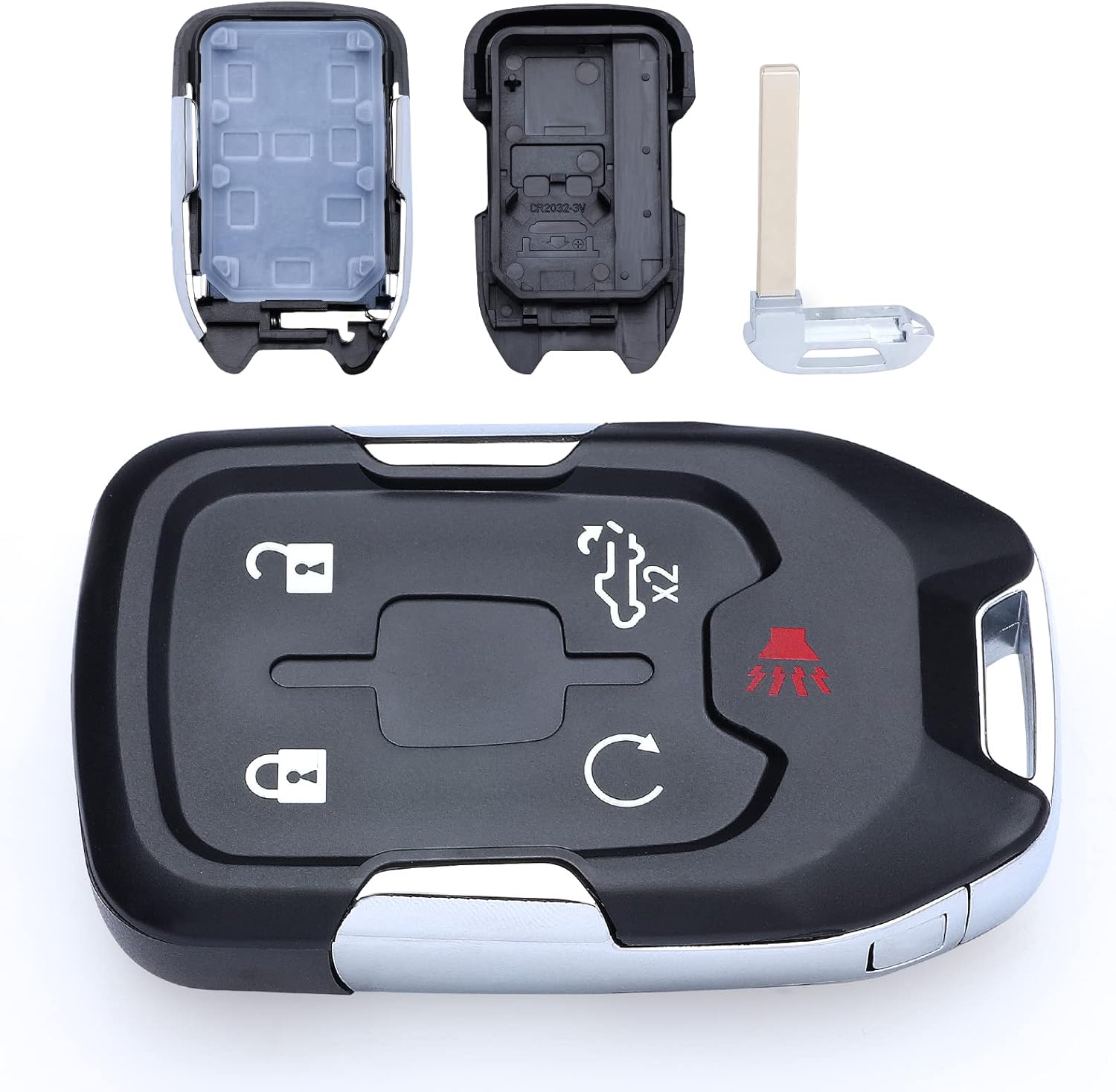 Keymall 2 Pieces Car Key Fob Shell Case Housing Replacement for GMC Sierra 2019 2020 2021 for Chevy Silverado 2019 2020 HYQ1EA HYQ1ES 5 Buttons,Just a Key Shell (2)