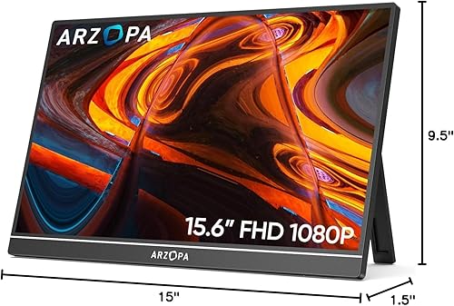 Miniatura 8 de ARZOPA Monitor portátil de 15.6 pulgadas FHD 1080P  Monitor portátil ultradelgado para laptop con soporte  Pantalla IPS para PC, MAC, teléfono,