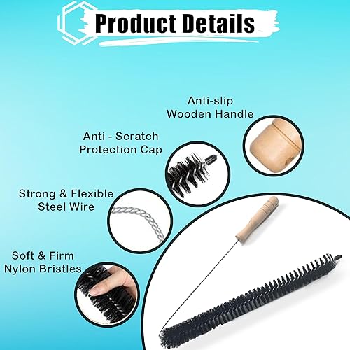 Miniatura 4 de Secadora de ropa, cepillo limpiador de trampa de ventilación de pelusa, escape eléctrico para prevención de incendios a gas (paquete de 3)