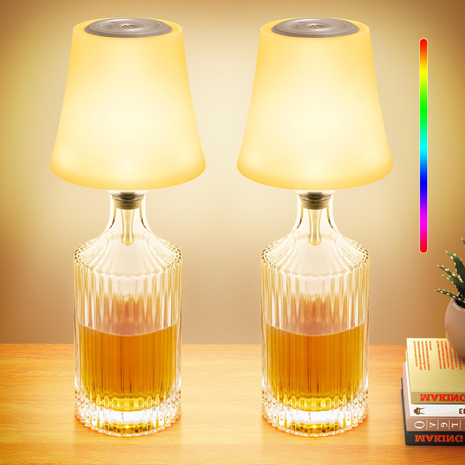 LED Akku Flaschenlampe, IP54 Flaschenlampe Aufsatz LED, 7 Modi Stufenlos Dimmbare Licht, 5200mAh Dimmbar Flaschenlicht, Touch Control Tischlampe Kabellos für Partys Restaurants Schlafzimmer (Weiß)