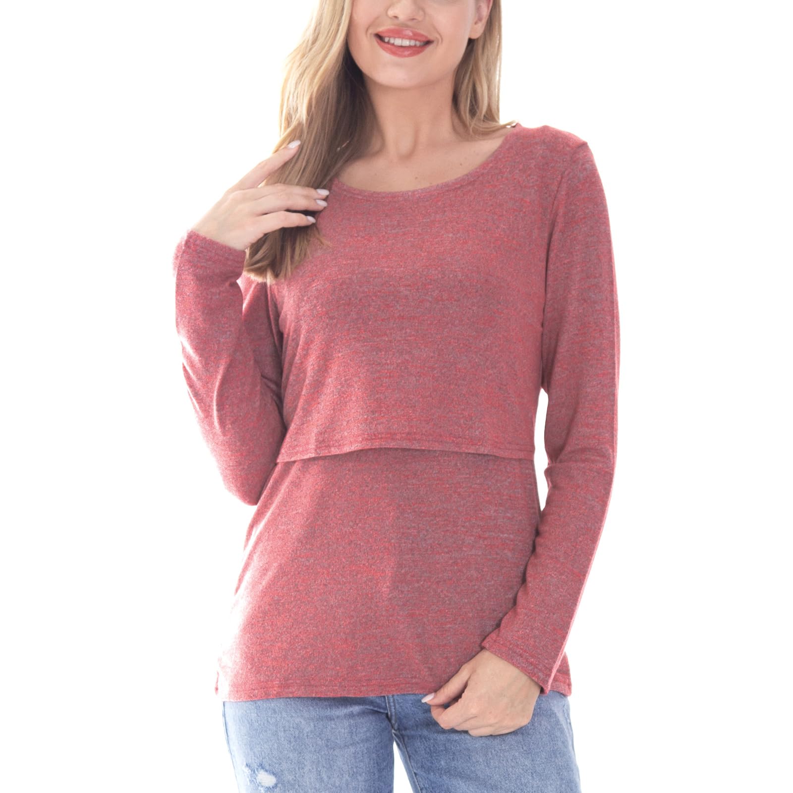 Bearsland Damen Umstandskleidung Langarm Stillshirts Stilltop 3er-Pack
