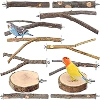 Vista 13 de 8 Piezas de Perchas de Aves Naturales de Madera para Jaula, Soporte y Plataforma de Perca para Loros, Accesorios para Jaula de Pájaros
