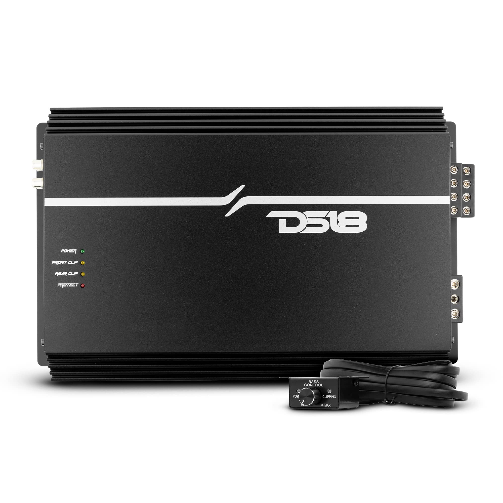 DS18 EXL-P2000X1D Korean 1-Channel Monoblock Subwoofer Car Audio Amplifier Competition Grade Class D MOSFET Amp 2000 Watts Rms - Remote BASS Knob