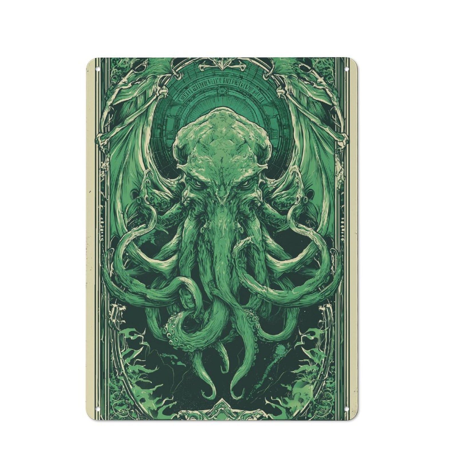 Junmoney Cthulhu Majesty Printed Metal Sign 40X30cm For Kitchen Or Home Bar, Housewarming Present For People Styling Kitchen And Home Bar