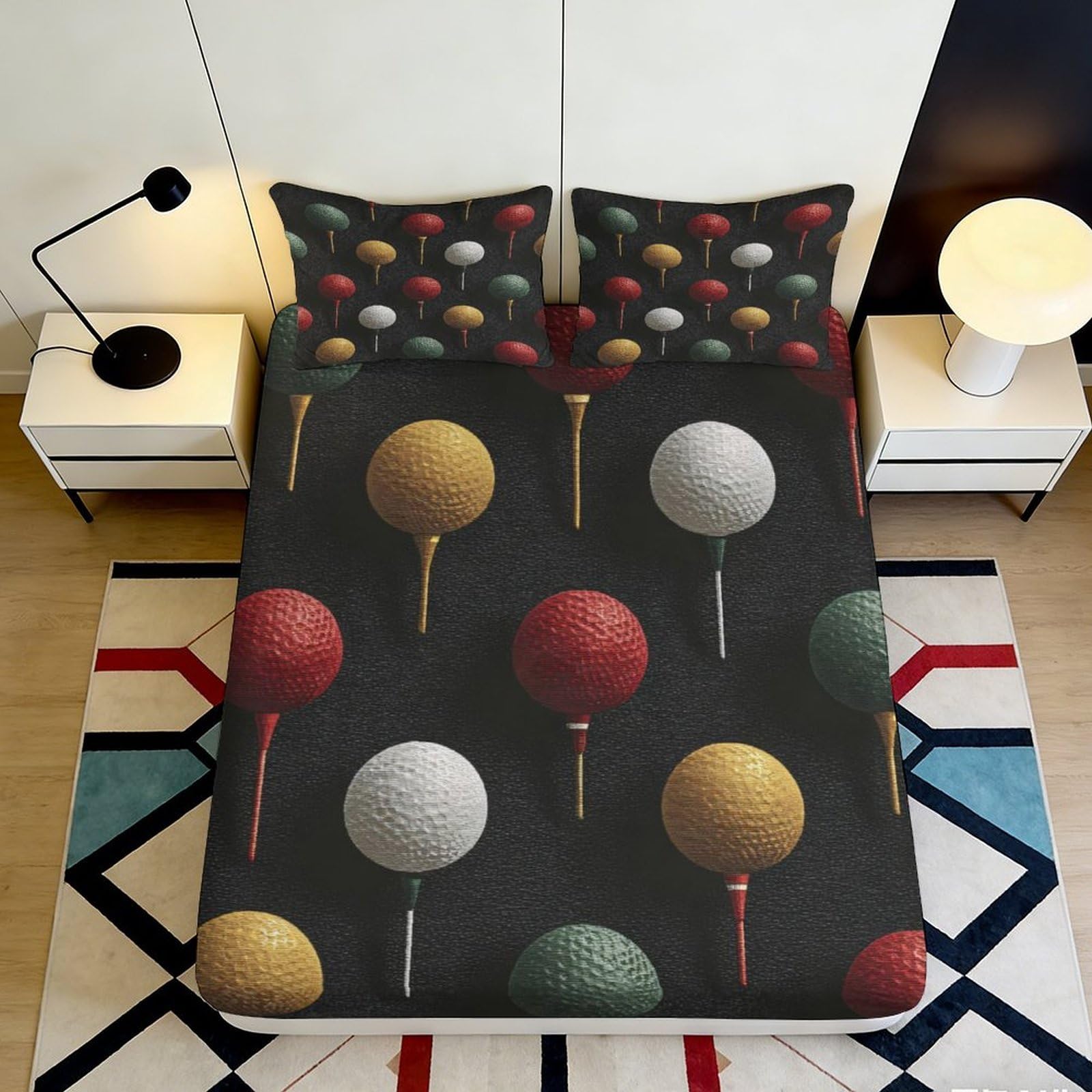 Uynsixtme Style-7 3D Printed Colorful Balls Fitted Sheet Microfiber Deep Pocket Bedroom Bedding Ball Mattress Fitted Cover For All Ages 140X200x25cm