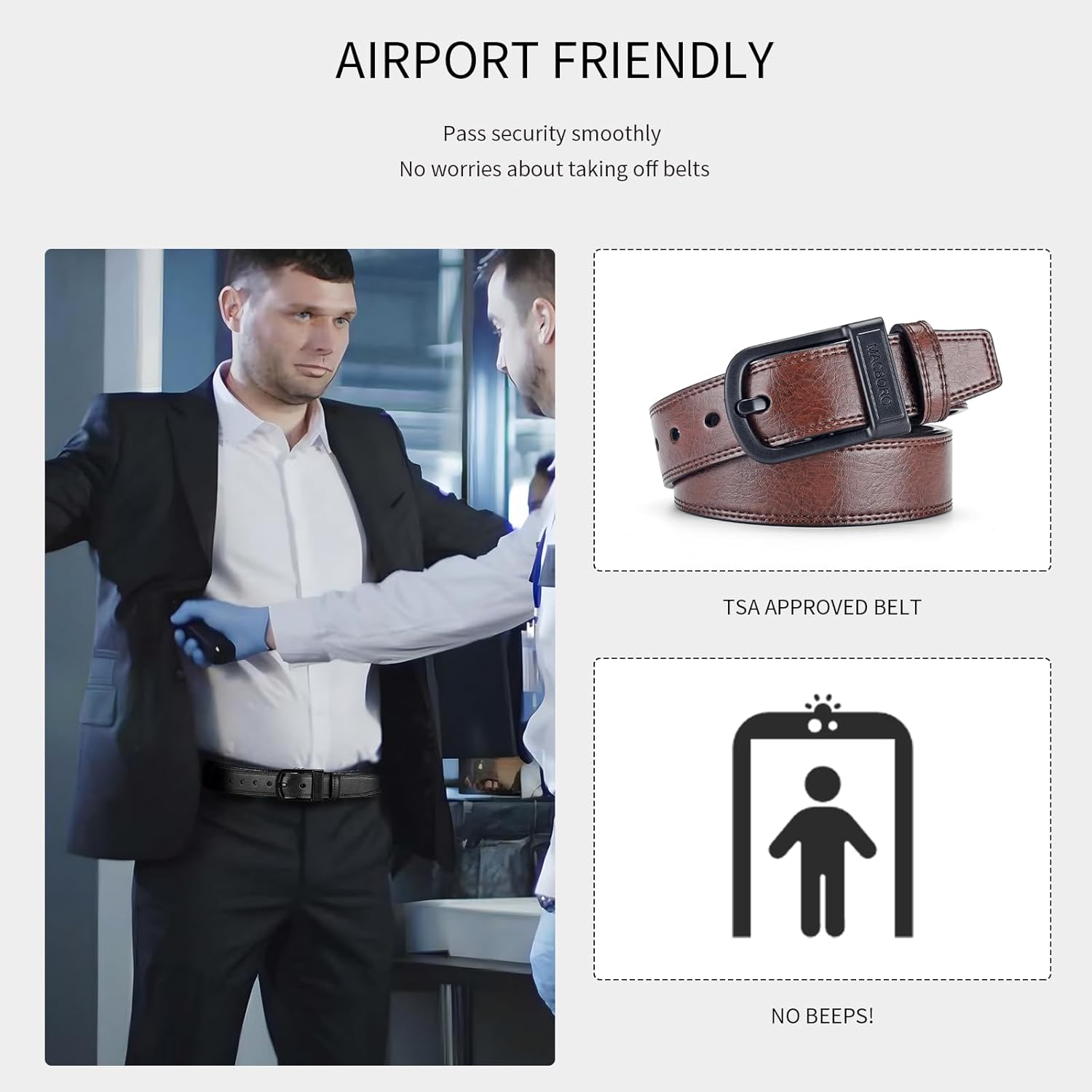 Tsa Approved Non Metal Nickel Free Hypoallergenic Plastic Belt Buckle Airport Security Belt 1.38" - Image 2