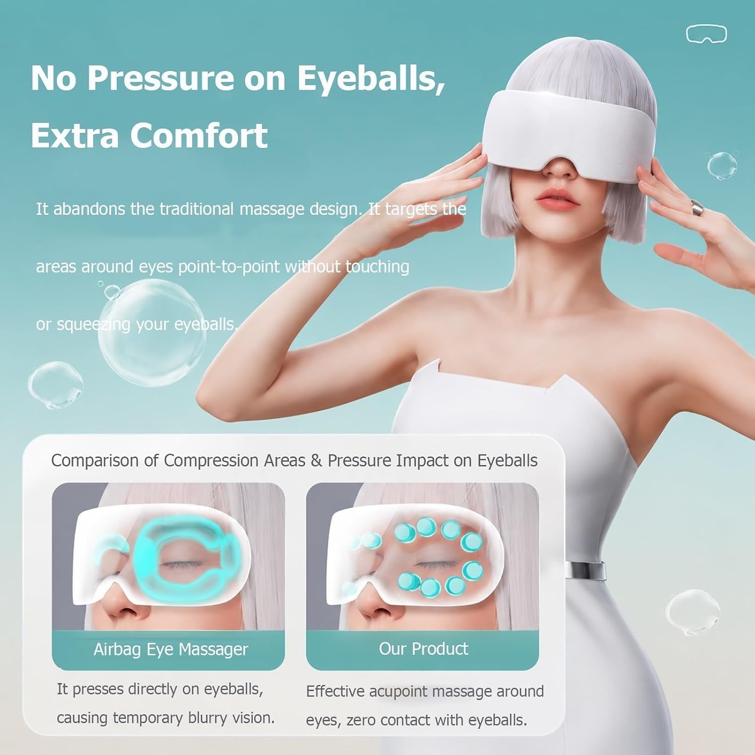 Masajeador Ocular Con Calor, Máscara Térmica Para Los Ojos, Aparato Eléctrico De Cuidado, Puntos Acupuntura Térmicos Silicona, Fatiga, Sequedad, Tensión En La Cabeza;