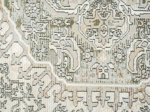 Miniatura 8 de Abani Savoy Collection - Alfombra de área, diseño vintage beigeverde, 6 x 9 pies, fácil de limpiar, duradera para niños y mascotas, no desprende
