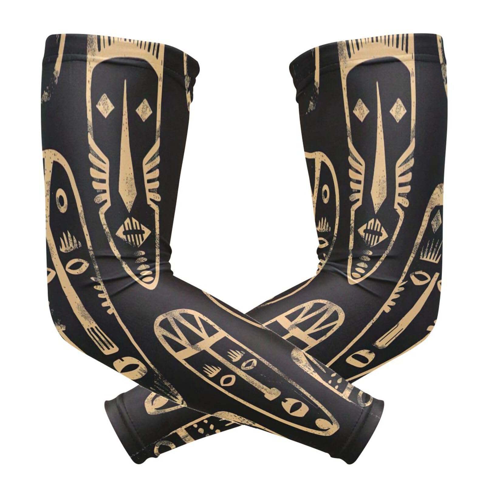 YEGAME Arm Sleeves for Men & Women, Native Mask 1 Pair Cooling UV Sun Protection Sports Compression Sleeves, UPF 50+ Basketball Tennis Cycling Arm Warmers, Breathable Tattoo Cover Sleeve