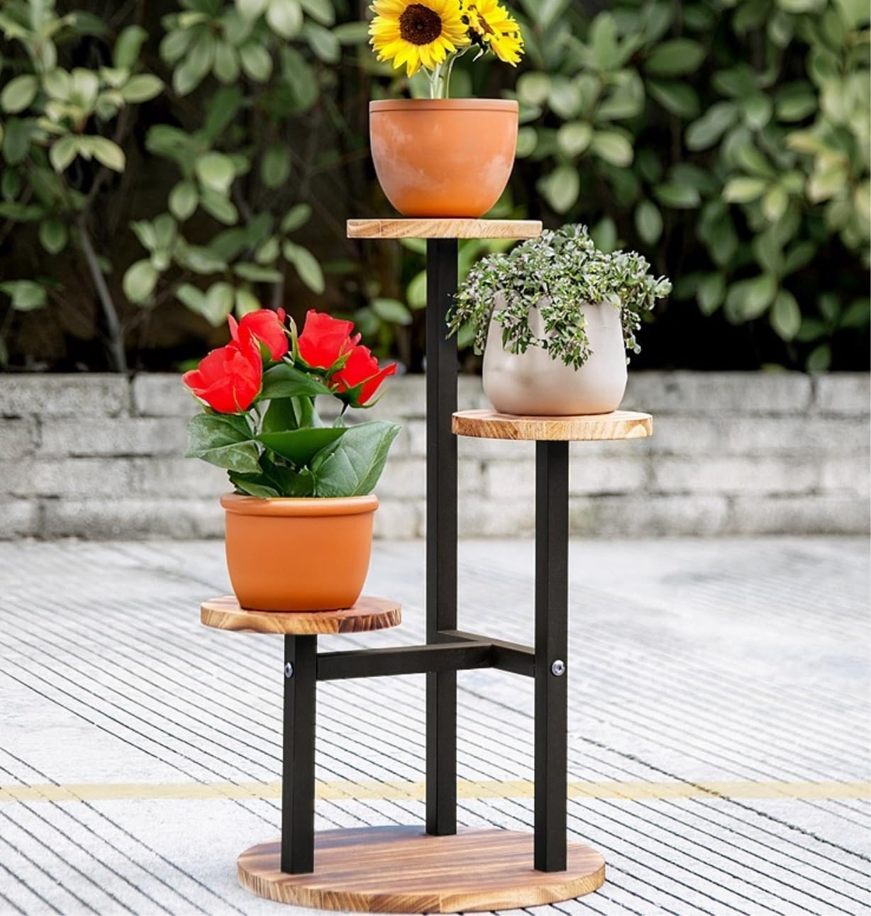 地中海 フラワースタンド 花台 プランター ベース 木製 植物 ラック 屋外 地中海 フラワースタンド 花台 プランター ベース 木製 植物 ラック