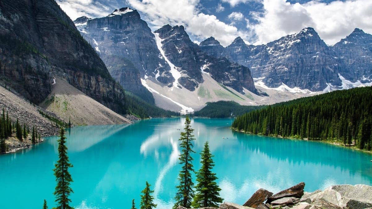 Haeran RiverMoraine Lake Banff National Park Canada Painting by Numbers DIY Unique Canvas Oil Painting Kit Digital Painting