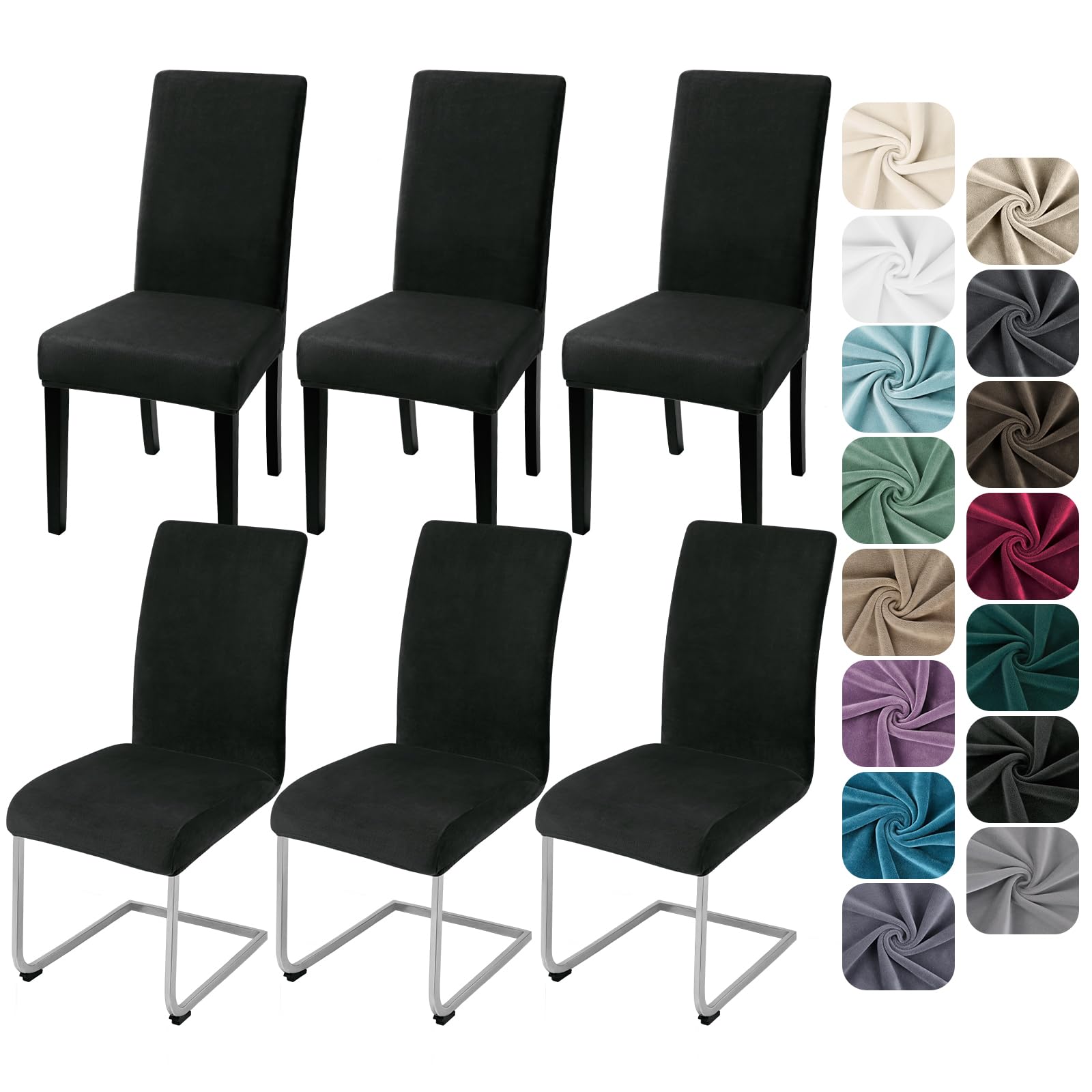 Housses de chaise en velours noir lot de 6 idéales pour vos repas en cuisine et banquets