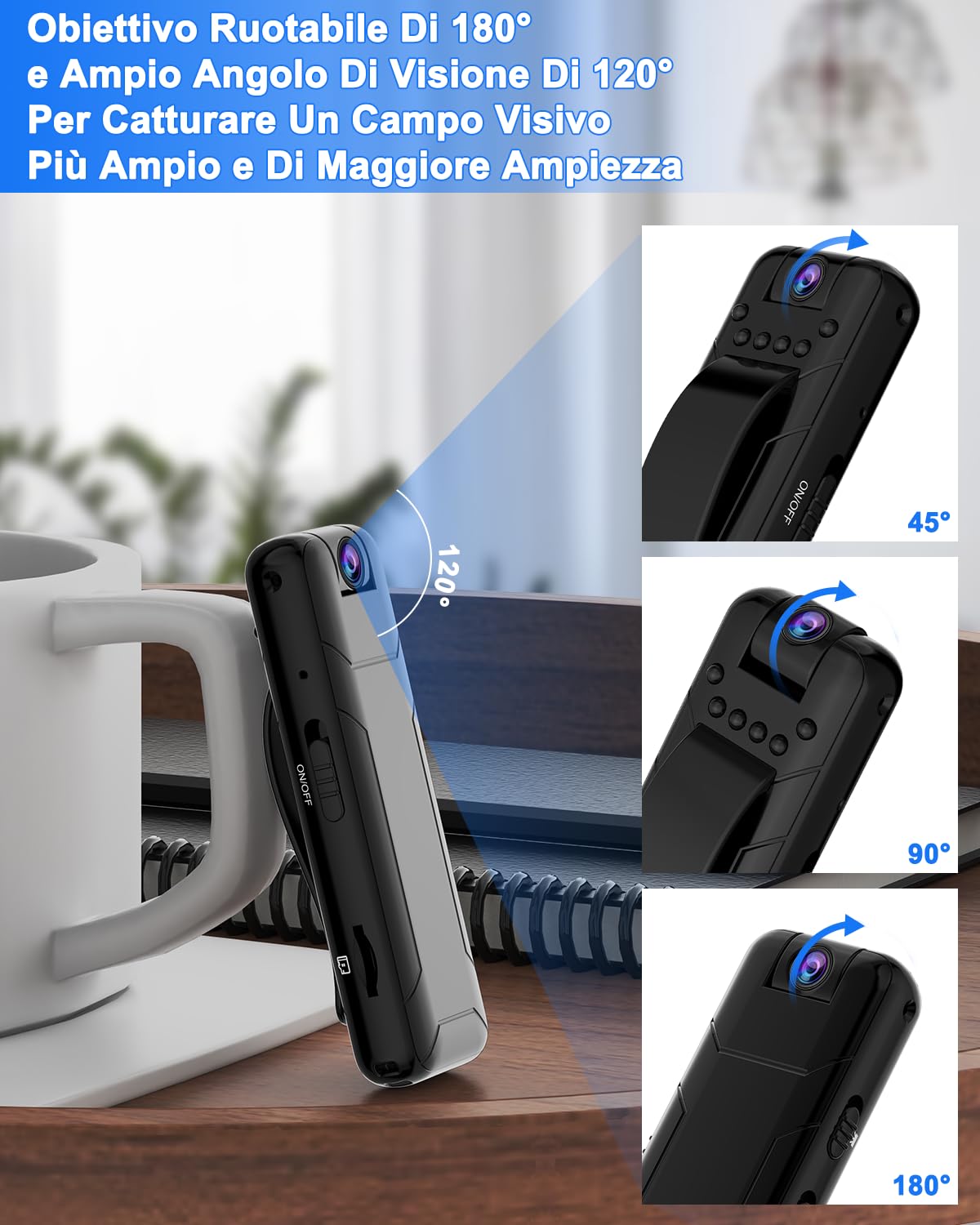 Bextgoo Body Cam, 1080P Mini Telecamera con Scheda TF da 32 GB, Rilevazione Moviment, Visione Notturna, Telecamera Senza Wifi per Ciclismo, Viaggi, Sicurezza Interna ed Esterna