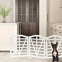 Vista 2 de Puerta de madera para perros, puerta independiente para mascotas, puerta plegable para mascotas, cercas para perros de interior con soporte de 3
