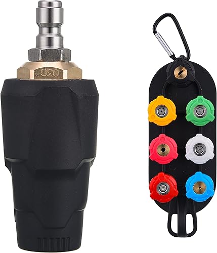 Miniatura 7 de PWACCS Juego completo de puntas de boquilla para lavadora a presión, boquilla turbo giratoria de 3600 PSI, kit de 7 puntas de pulverización con