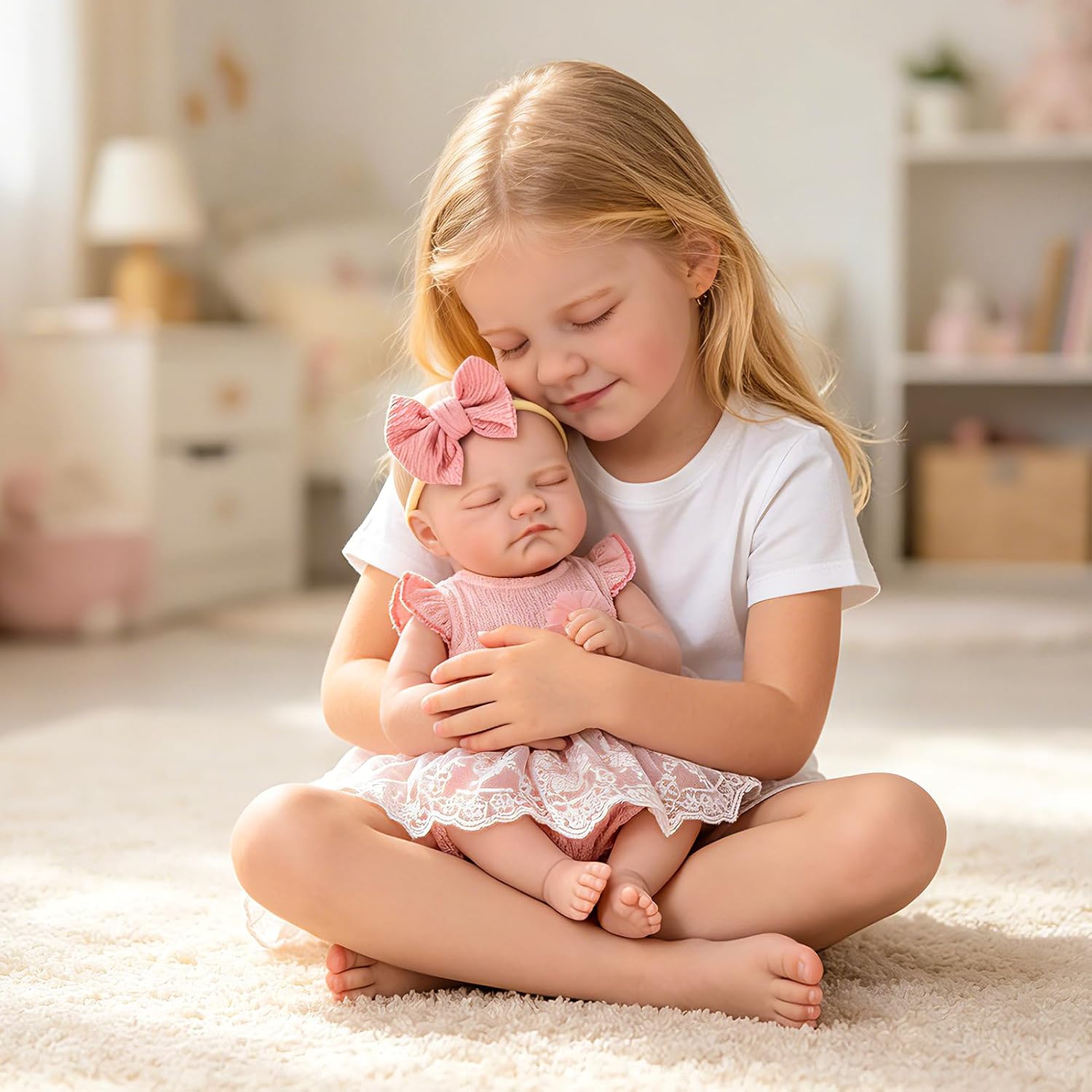 Aori Realistic Baby Dolls, 20-Inch Sleeping Reborn Girl in Pink Dress image 3