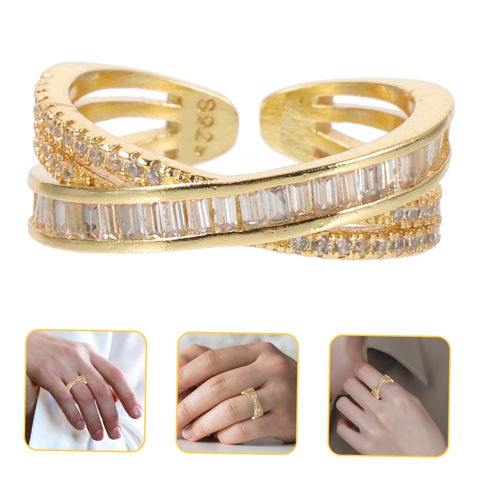 COSMEVIVI Rhinestone Geometric Adjustable for Women Unique Statement Jewelry Open Design for Versatile Style for and Daily Wear