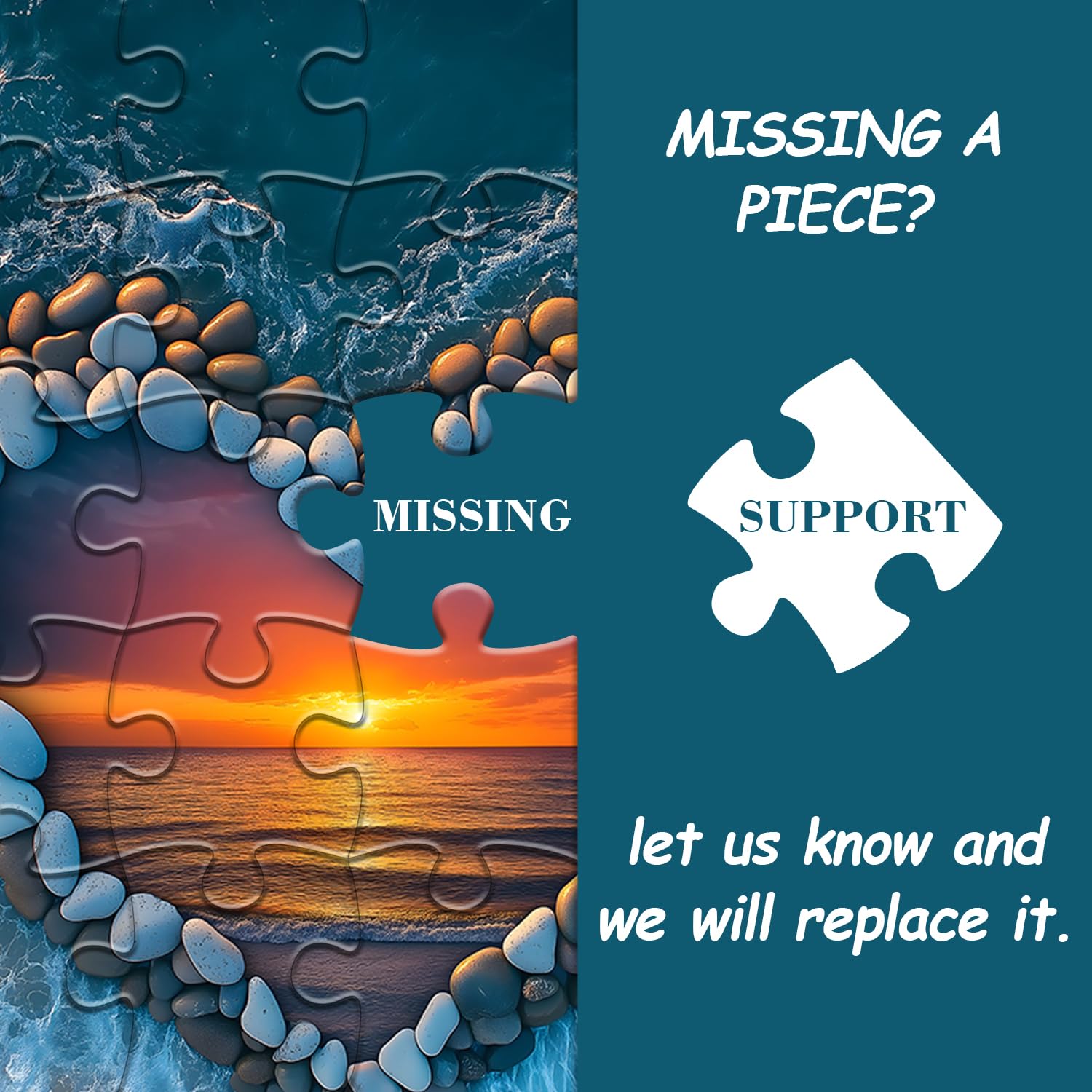 PICKFORU Beach Puzzles for Adults 1000 Piece, Ocean Heart Colorful Sunset Jigsaw Puzzle Scenic Scenery, Summer Marine Love Themed - Image 7