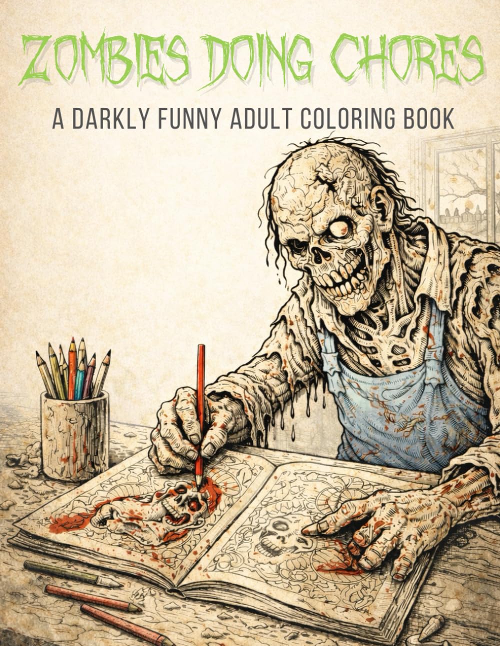 Zombies Doing Chores: A Darkly Funny Adult Coloring Book