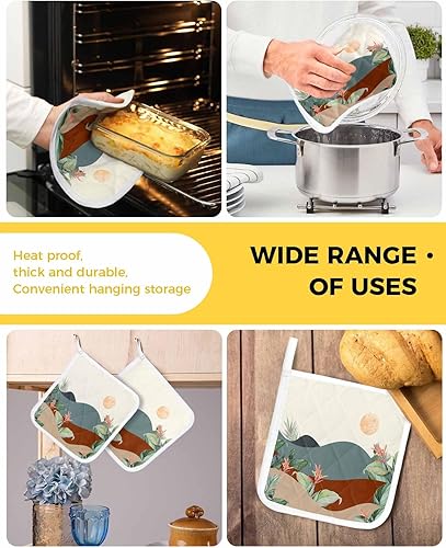 Miniatura 5 de 3 Packs Abstract Boho Pot Holders Sets for Kitchen,Oven Pan Plate Bowl Pads Heat Proof Mat with Hanging Loop,Terry Cloth Potholders Soft Grip for
