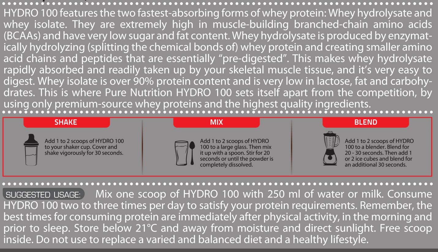 Pure Nutrition HYDRO 100 WHEY HYDROLYSAT Protein Pulver|Molkenproteinpulver Drink|Molkepulver Muskelaufbau Low Carb Fat Stevia|Schoko Cookies Molke Eiweiß|Premium German Qualität|15|30|60 Portionen