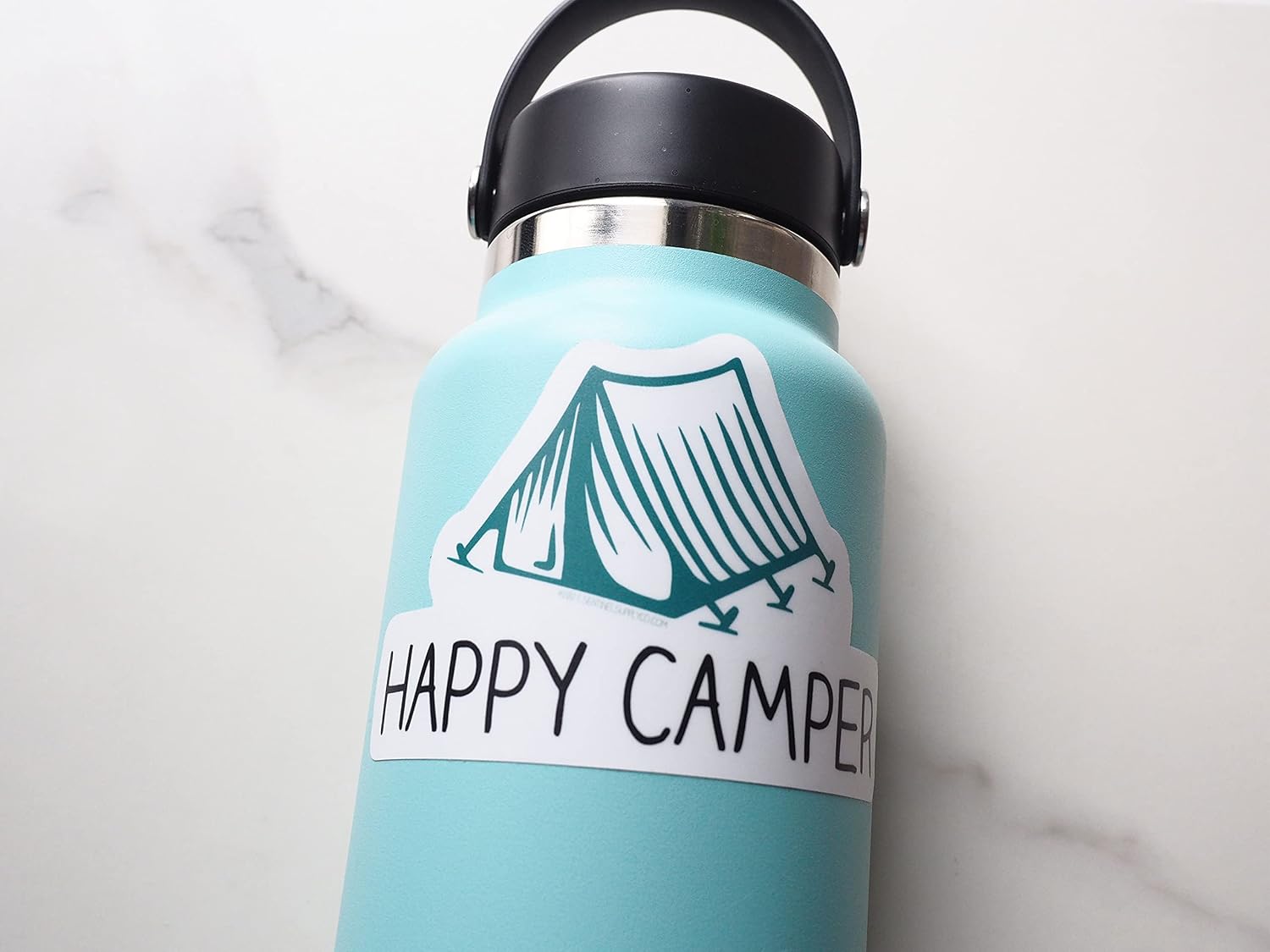 Happy Camper Tent Camping Sticker - Cute Tent Decal for Hydroflask, Laptop - Camping Bumper Stickers for Car - Backpacking & Nature Decals image 4