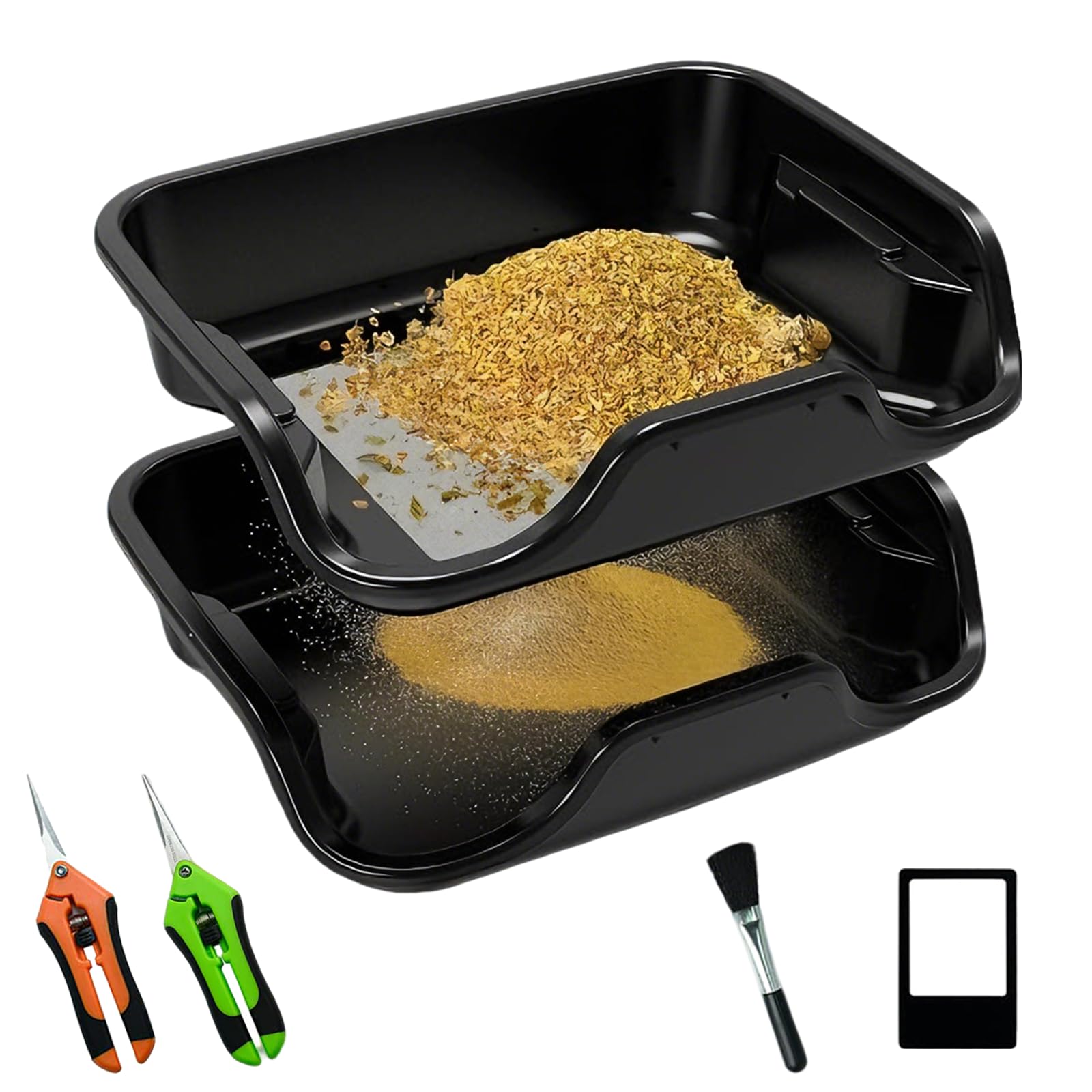 Kit Trim Bin Pro, Tamis à Pollen de 150 microns avec 2 Ciseaux et Une Brosse, loupe, Plateau de tri Ergonomique, bac de tri, Plateau de tri pour Pollen et Herbes