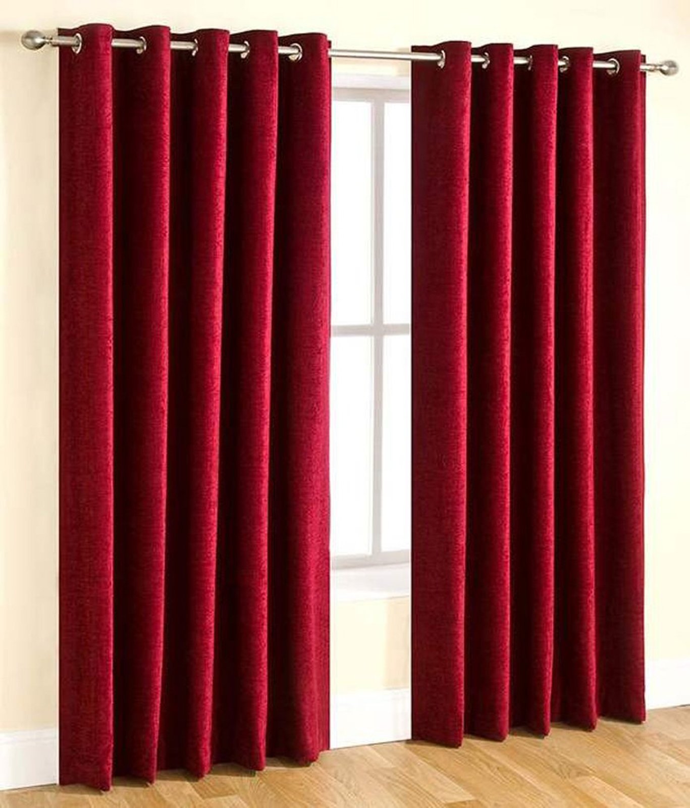 Raghav Polyester Double Piece Long Curtains_Mahroon-picture-15