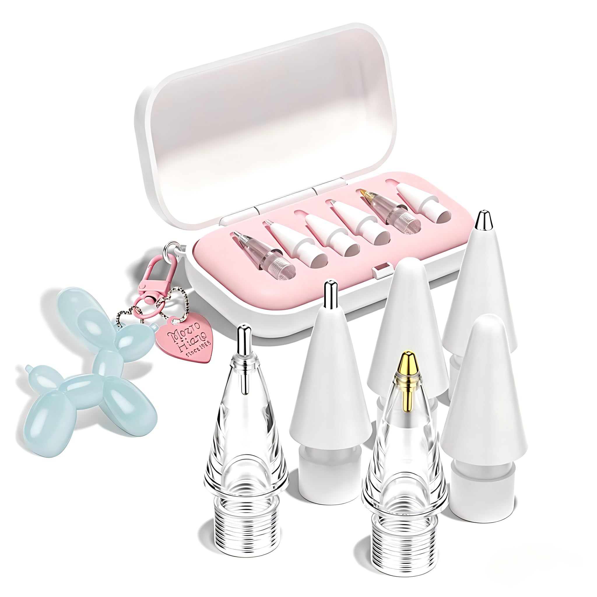 Replacement Pencil Tips for Apple Pencil Pro,Upgraded Pen Tips fit for Apple 2nd 1st Gen USB-C,Mix Metal Tips for IPad Accessories with Case,IPad Pro Pencil with Cute Keychain Ballon Dog Bag Charm-image-20