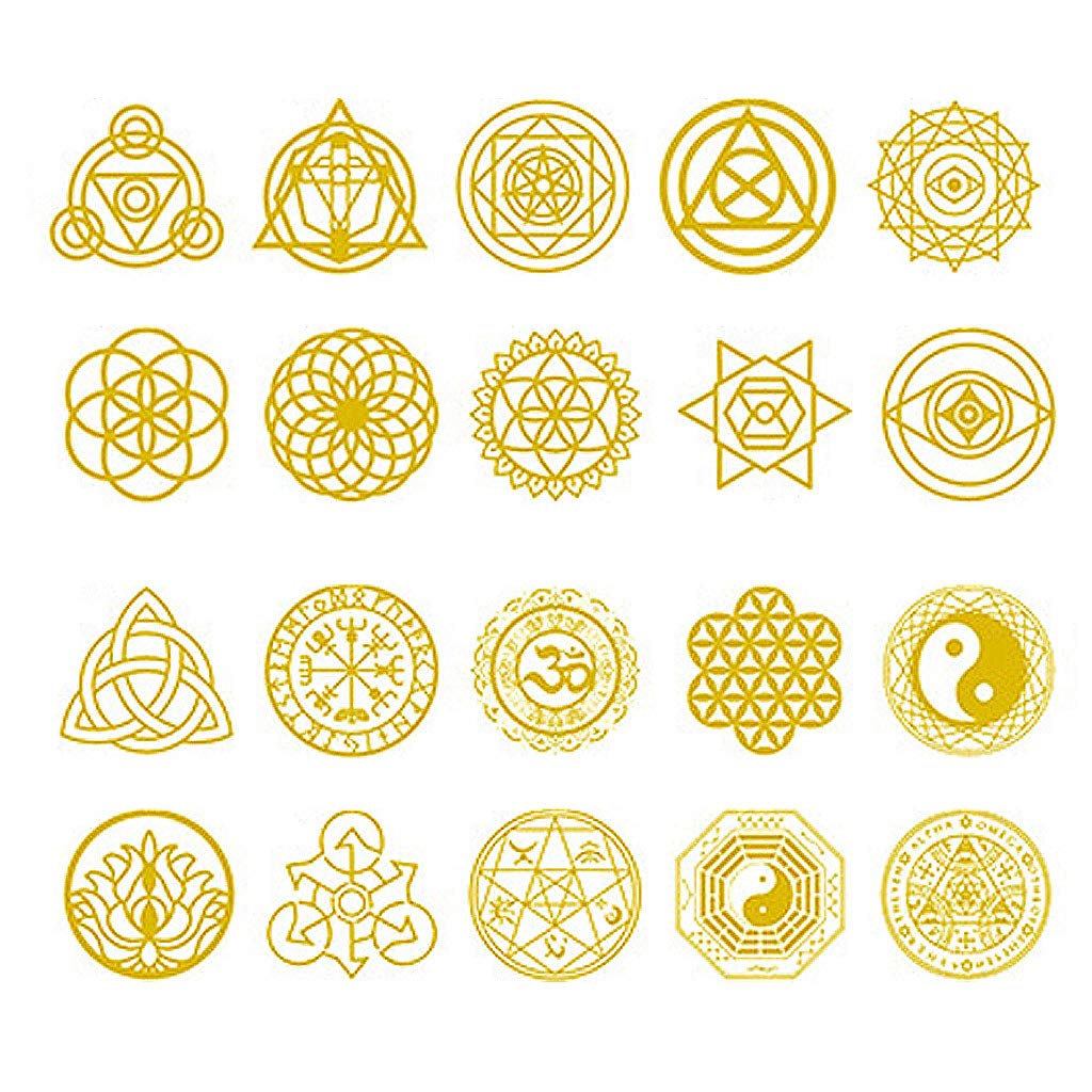 Ocobudbxw 20Pcs Sacred Geometric Copper Orgonite Sticker Flower Life Tree DIY Energy Tower Pyramid Material Epoxy Resin Art Crafts
