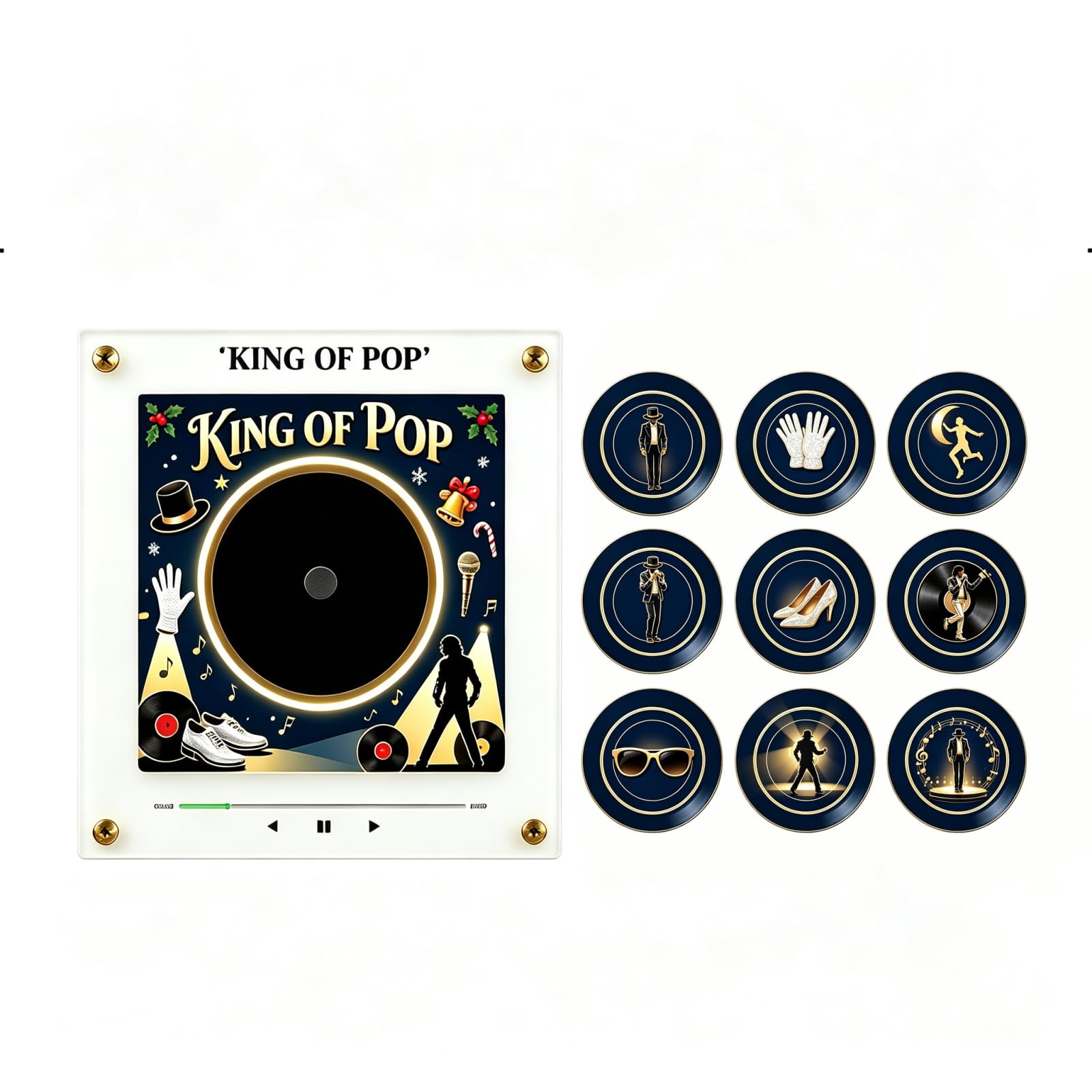 Michael Fridge Magnet Music Player Set with 9 NFC Style Discs Record Music