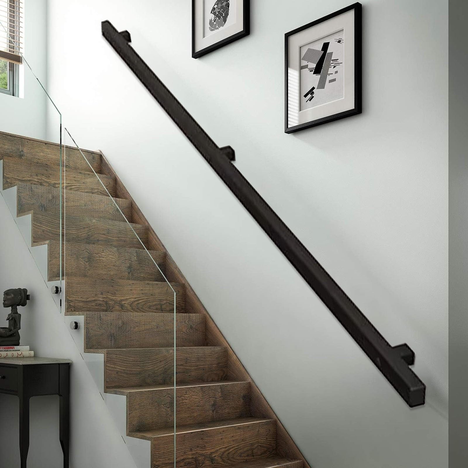 Rampe d'escalier extérieure et intérieure kit de main courante murale en fer pour barre d'appui