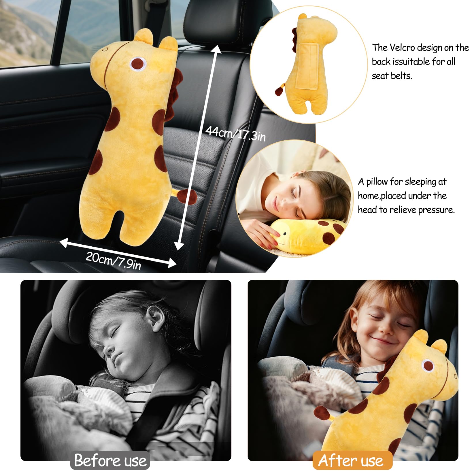 Auto Sicherheitsgurt Kissen, Sitzgurt Kissen, Auto Kissen für Kinder, Nackenstütze, Komfort Reise Abnehmbar, Zum Schlafen Im Auto oder Flug