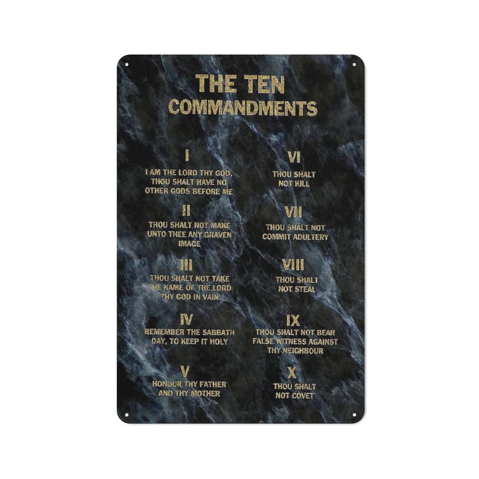 Jaesxxco Tin Sign28 Vintage Tin Metal Sign The Ten Commandments Metal Posters, God Bible Verses Inspirational Art Prints For Living Room Decor, Christian Sayings Poster, 10 Commandments Art For Office Decor 12X16 Inch