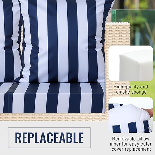 Miniatura 5 de Hoteam Juego de 6 cojines para sillas de exterior, impermeables, para muebles de patio, 20 x 20 pulgadas, para repuesto de asiento y respaldo