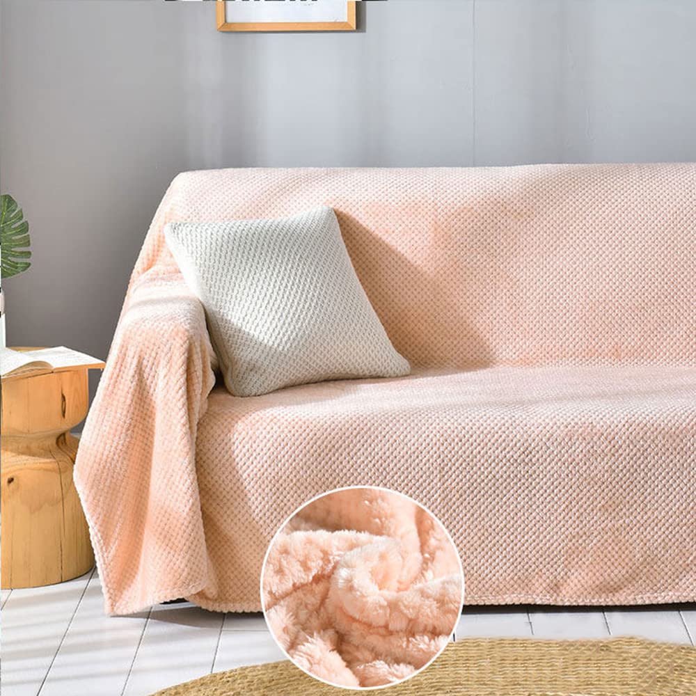 WYJHNLBEDC Sofa Throw Blanket, Cuddly Blanket, Fluffy Warm Blanket, Fleece Blanket, Bedspread/Bed Throw/Dog Blanket, Washable, Sofa Protection, Dog Cat, 200 x 360 cm for Sofa, 4-Seater, Coral