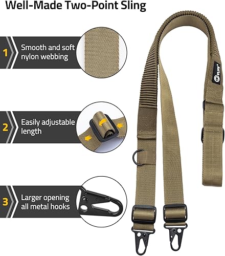 Miniatura 10 de CVLIFE Eslinga de dos puntos con ganchos de metal románticos, honda de rifle de ajuste fácil de longitud con diseño elástico para deportes al aire