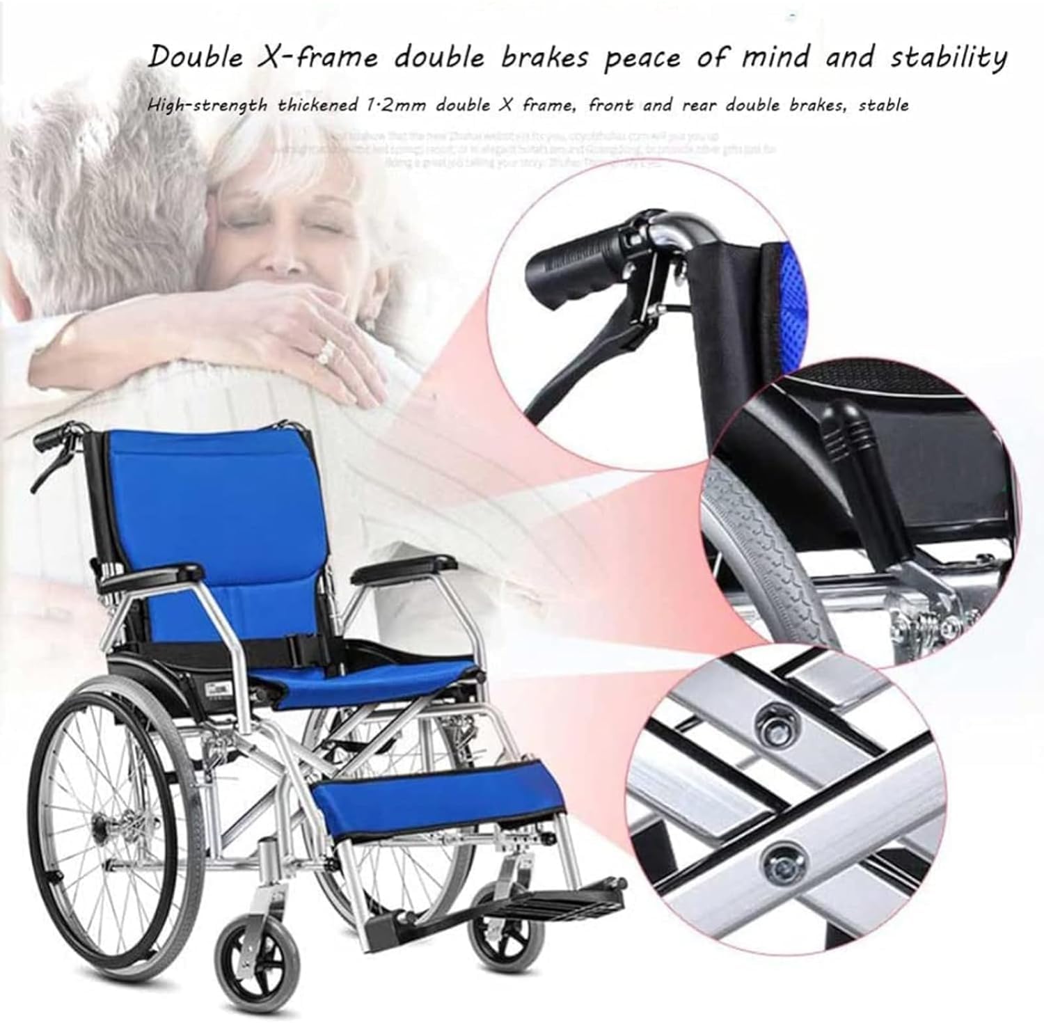 Silla de ruedas de aleación de aluminio ligera plegable transporte silla de ruedas autopropulsada silla de ruedas pedal ajustable silla de viaje para ancianos sillas de ruedas