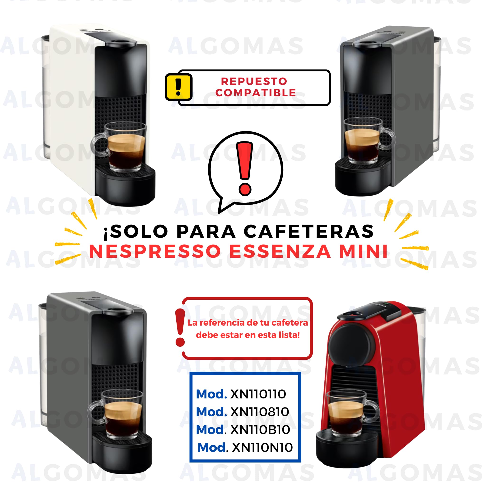 ALGOMAS® Depósito de Agua Compatible con Nespresso Essenza Mini MS-624326 8080017710 | 0,6L Transparente | Repuesto Sustitución Cafetera XN110 | Instalación Fácil