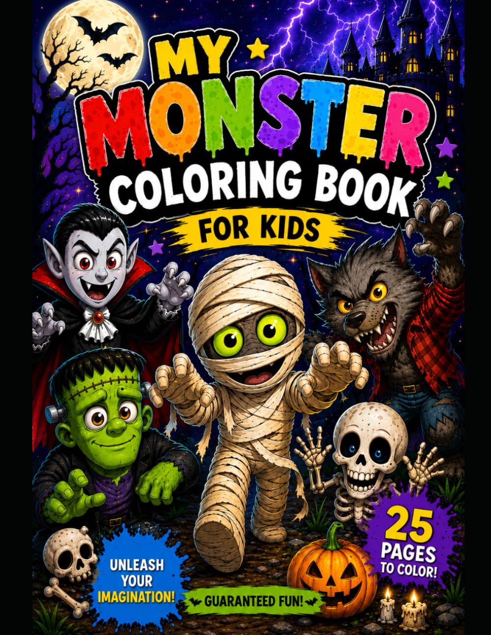 Monster Friends Coloring Book: Cute Spooky Monsters for Kids Ages 4–8