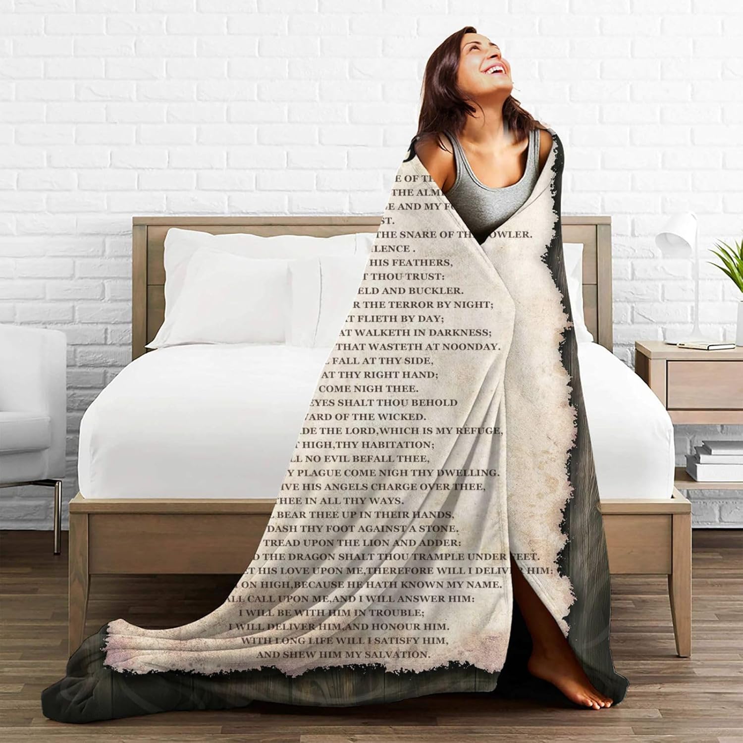 Psalm 91 Blanket Christian Gifts Psalm 91Bible Verse Blanket Religious Faith Catholic Scripture Throw Blanket for Women Men Winter Super Warm Soft Plush Fleece Flannel Blanket for Adult Kids 60"X50" - Image 6