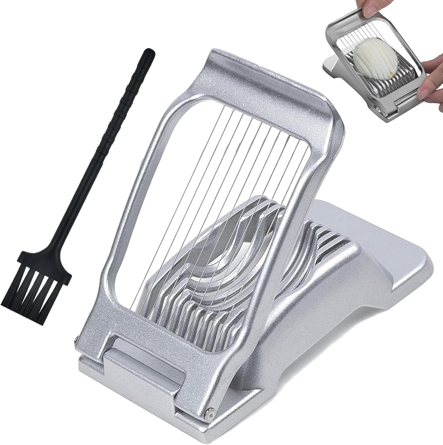 Egg Slicer for Hard Boiled Eggs, Easy Cutting Grid with Stable Base & Brush, Divider Tool Perfect for Salads & Sandwiches Egg Slicer for Hard Boiled Eggs, Easy Cutting Grid with Stable Base & Brush, Divider Tool Perfect for Salads & Sandwiches