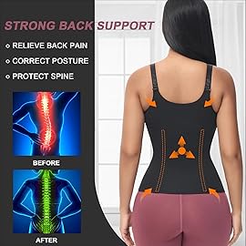 YADIFEN Waist Trainer Vest for Women,Zipper Corset Body Shaper for Tummy Control Neoprene Cincher Tank Top with Straps (Black-Pink, XS)