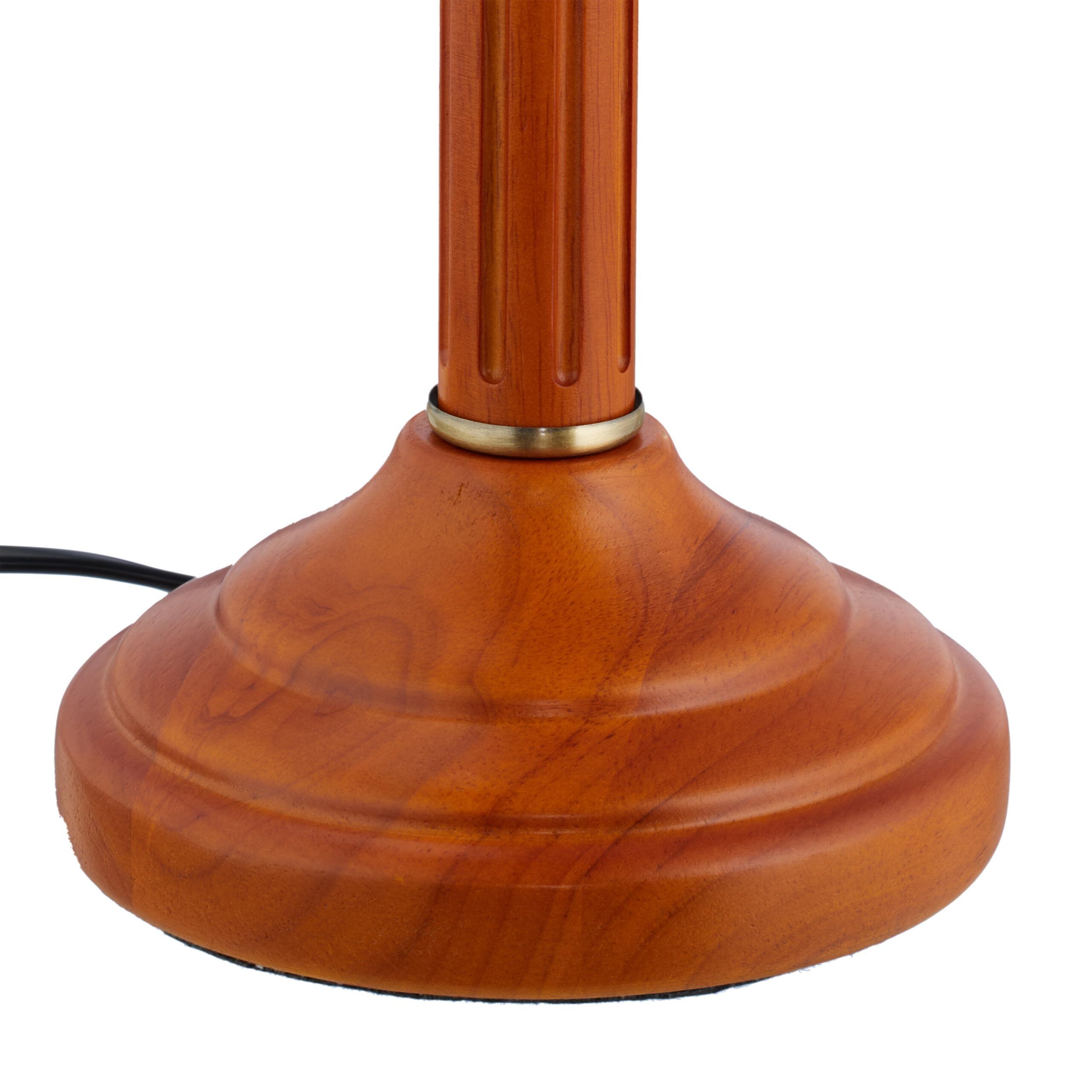 Relaxdays Tischlampe Rund Holzfuß Nostalgie Jugendstil Look, beige/Messing-Optik 10016611, Antik
